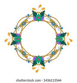 Isolated blank floral frame over a white background - Vector