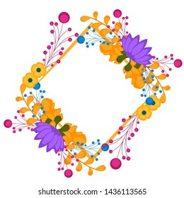 Isolated blank floral frame over a white background - Vector