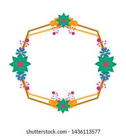 Isolated blank floral frame over a white background - Vector