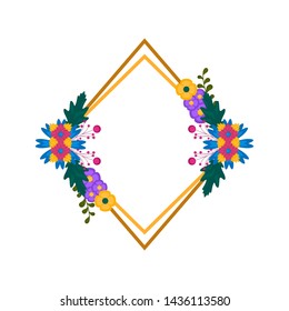 Isolated blank floral frame over a white background - Vector