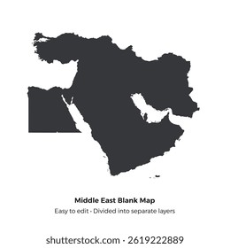 Isolated Blank Middle East Map Vector Illustration Vector Art