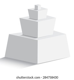 Isolated blank pyramid of  four geomertric objects on white background for any type of design workflow. Text holder, presentation, template and layout