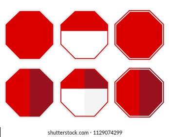 isolated blank stop sign set flat vector design for infographic or other usage