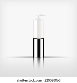 Isolated blank white cosmetic and silver with pump top bottle on white background (vector)