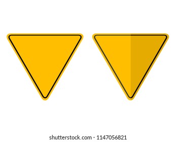 isolated blank yield sign on yellow round triangle board set. flat vector design. infographic style