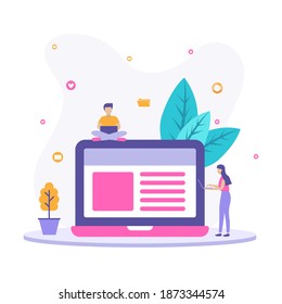 Einziger Blogging-Illustrationsbegriff. Design-Materialien für Werbung, Information und Werbung.