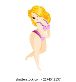 Isolated blonde body positive vector illustration