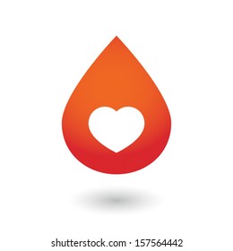 An isolated blood drop with icon
