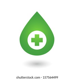 An isolated blood drop with icon