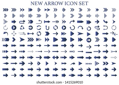 Isolated blue arrow vector icons set. Arrows icon collection for web, mobile app. Arrow vector download icon set. Arrows vector curve flat collection. Application digital button illustration 