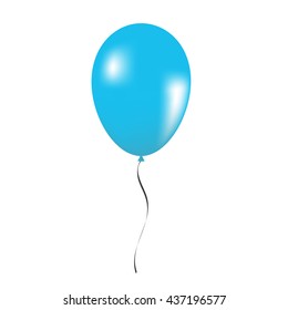 Isolated blue balloon on white background. Vector decoration for birthday party and festival celebration.