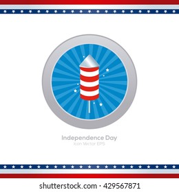 Isolated blue banner with a firework rocket for independence day celebrations