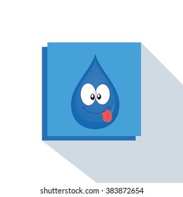 Isolated blue banner with a mineral water icon and text on a white background