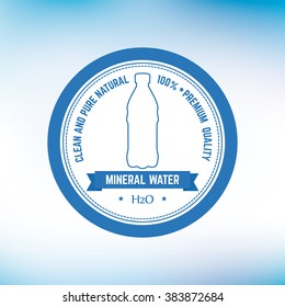 Isolated blue banner with a mineral water icon and text on a white background