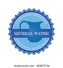 Isolated blue banner with a mineral water icon and text on a white background