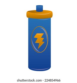 an isolated blue bottle with a thunder on it