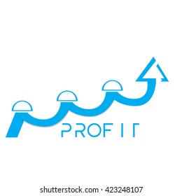 Isolated blue business graph with unique style, text and a texture