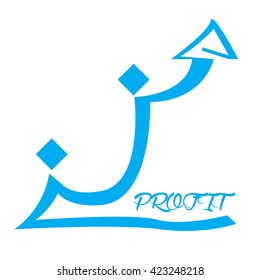 Isolated blue business graph with unique style, text and a texture