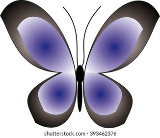 Isolated blue butterfly, cartoon vector