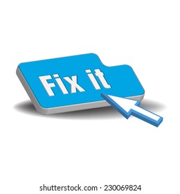 Isolated blue button with the text fix it written with white letters
