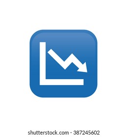 Isolated blue button with a white silhouette of a graph on a white background