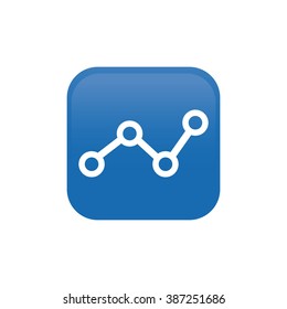 Isolated blue button with a white silhouette of a network on a white background