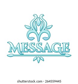 Isolated blue calligraphic floral pattern. Vector illustration 