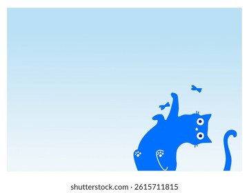 Isolated blue cat: a little cat is playing with the butterfly.