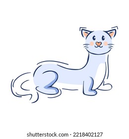 Isolated blue cat silhouette draw vector illustration
