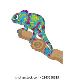 Isolated blue chameleon animated animals jungle vector illustration
