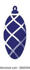 isolated blue Christmas tree ball with an ornament design in the form of fir cones