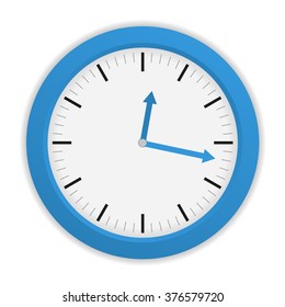 Isolated blue clock on white background with blue clock hands