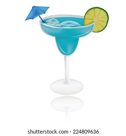 an isolated blue cocktail on a white background