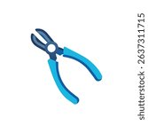 Isolated blue cutting pliers tool on a White Background
