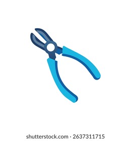 Isolated blue cutting pliers tool on a White Background