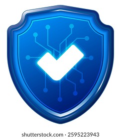 Isolated blue digital shield with check mark
