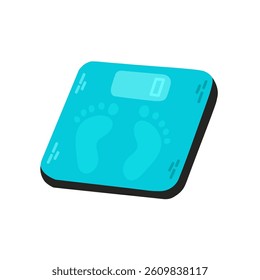 Isolated blue digital weighing scale for fitness, diet, and health monitoring on white background