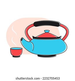 Isolated blue drink asian vector illustration