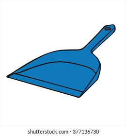 Isolated blue dustpan, garbage, cartoon vector