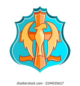 Ilustración vectorial herálica de emblema azul aislado