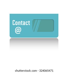 Isolated blue envelope with the text contact written with white letters on the envelope