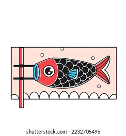 Isolated blue fish asian vector illustration
