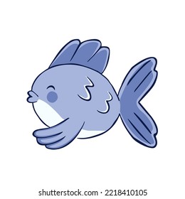Isolierte blaue Fischsilhouette, Vektorgrafik