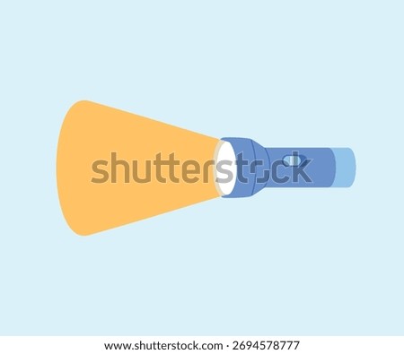 Isolated Blue Flashlight With Light Beam, Illuminating Blue Torchlight, Blue LED Flashlight with Bright Glow illustration