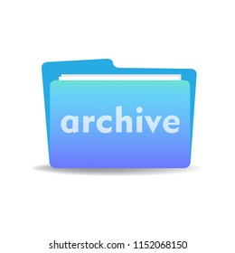 Isolated blue folder with the word archive written on the folder