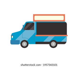 Isolated Blue Food Truck Vehicle