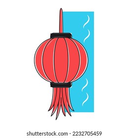 Ilustración vectorial asiática del globo azul aislado