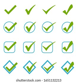 Isolated blue and green checkmark in a white background. Ideal for application, website or clip art.