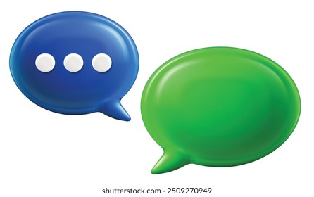 Einzeln blauer und grüner Sprechblasen-Chat, Vektorkonversations-Symbol