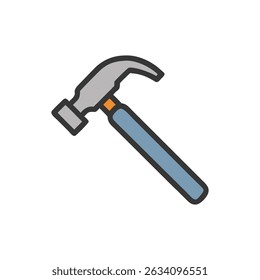 Isolated blue hammer icon on White Background construction tool